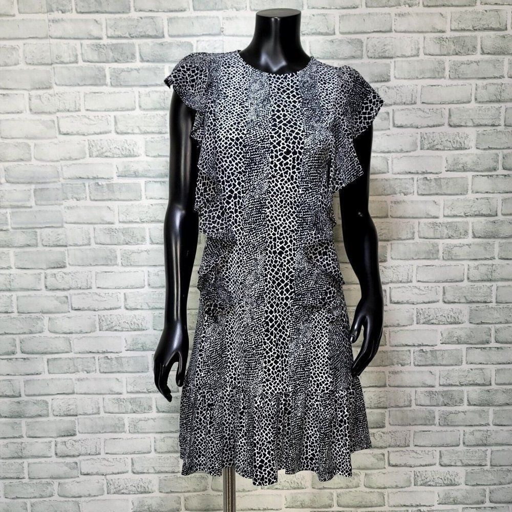 Michael Kors Womens XS Luxe Jersey Cascade Ruffle Sleeve Cocktail‎ Dress